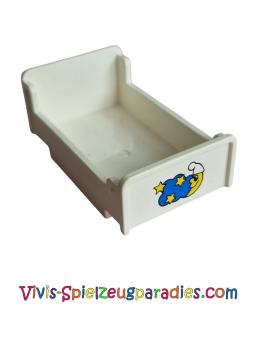 Lego Duplo Möbel Bett 3 x 5 x 1 2/3 mit blauer Wolke, gelben Sternen, Halbmond mit Gesicht und Schlafmützenmuster(4895pb01)